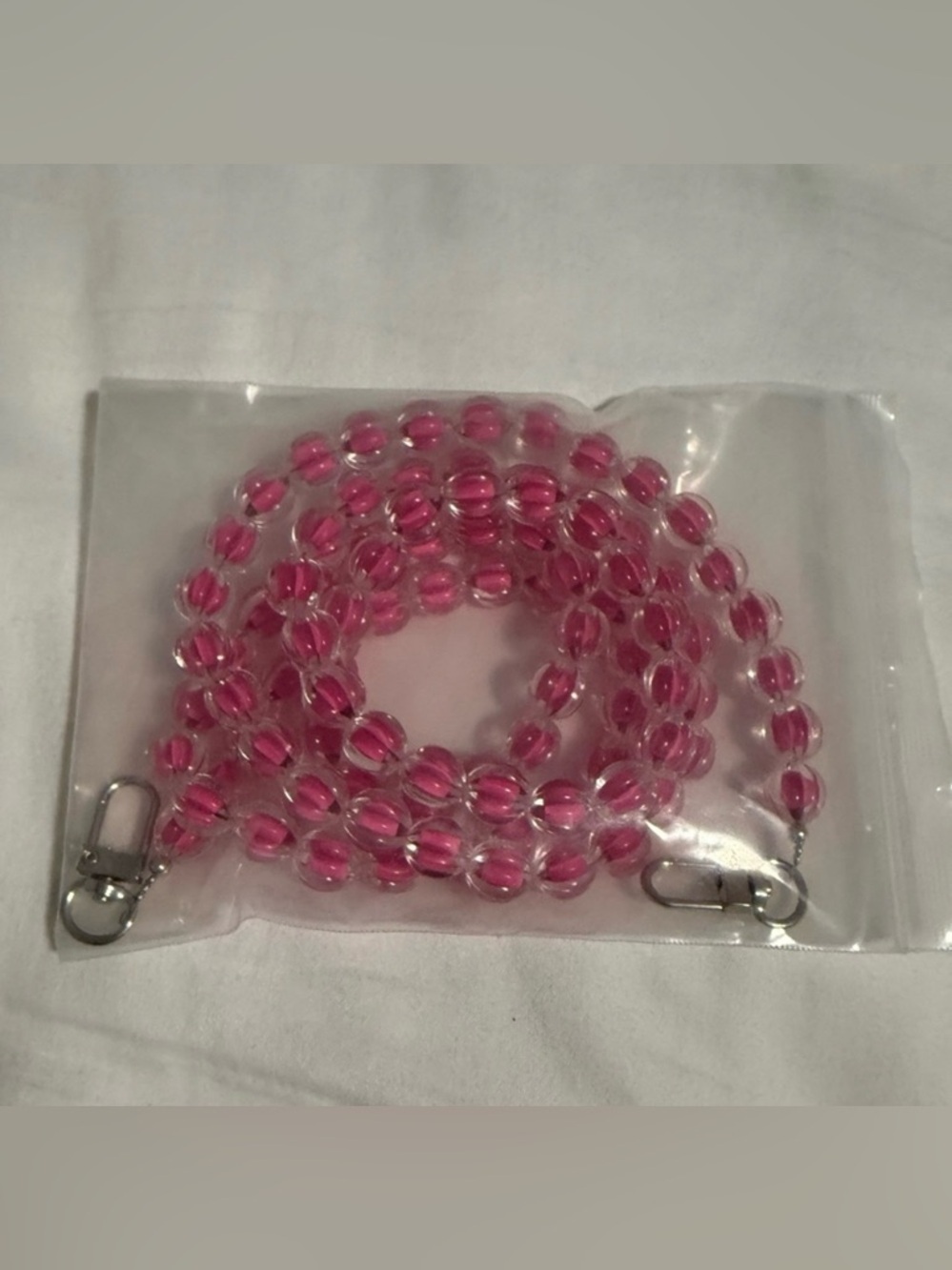 Crossbody Strap Pink Beaded Strap with Silver Clasps! ❤️